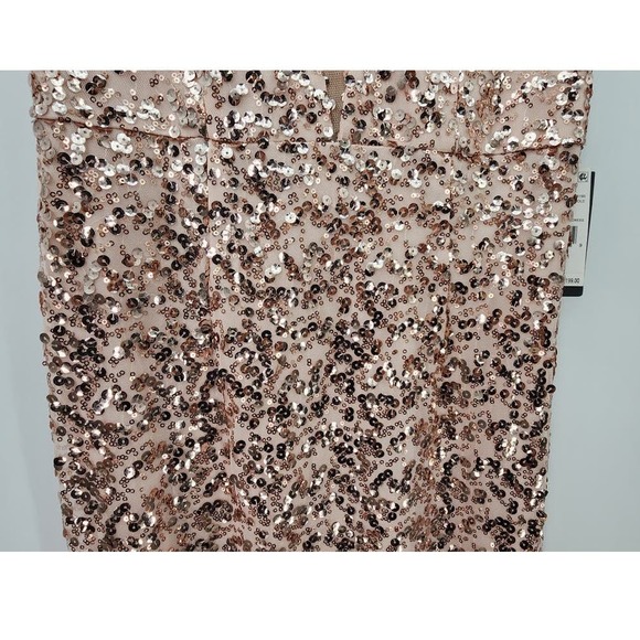 NWT Adrianna Papell Women's Rose Gold Sequin Column Evening Gown Size 2 - Picture 8 of 12